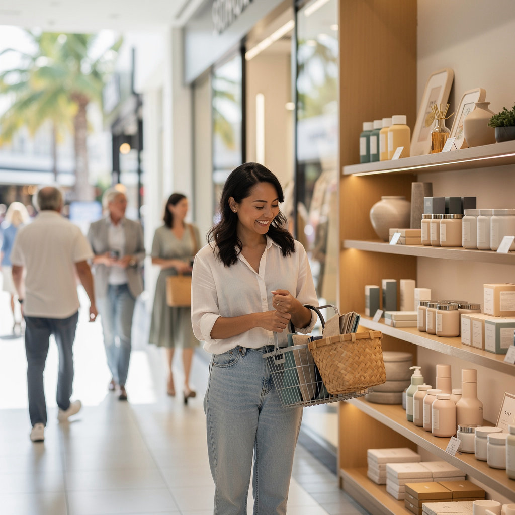 El Mercado Shopping Center vibrant retail hub with diverse stores for clothing, gifts, and grooming services in Santa Barbara